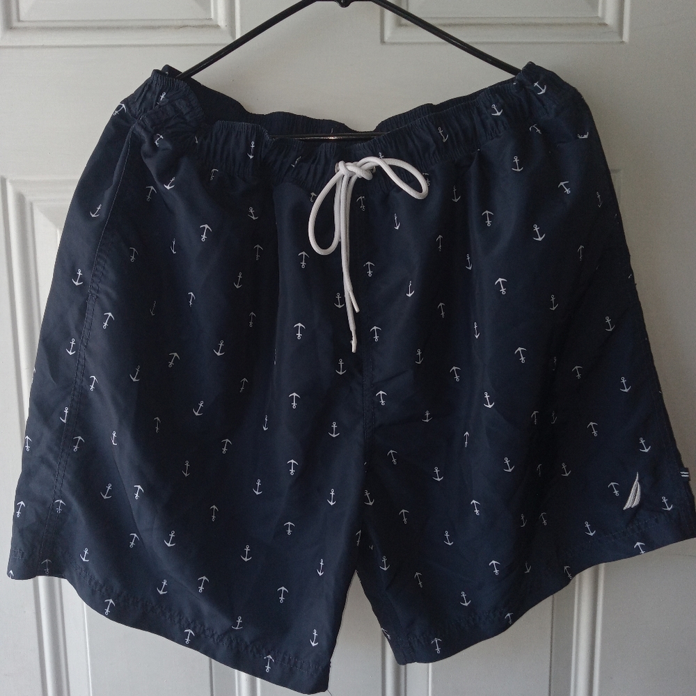 Nautica Blue Board Shorts with Geometric Print
